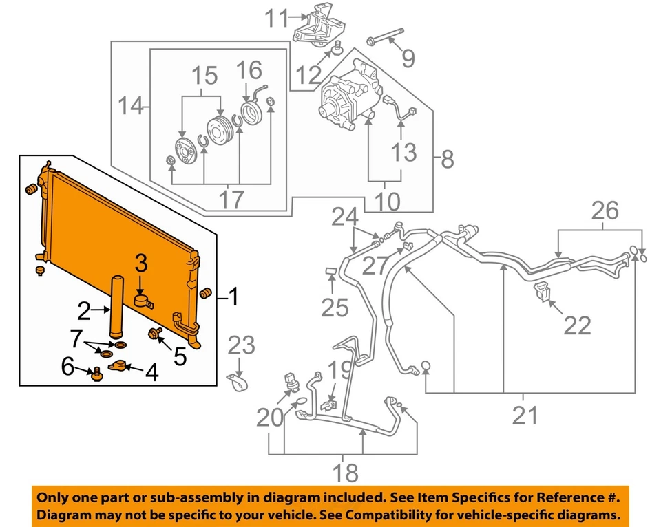 Condensador de aire acondicionado usado se adapta a: Mitsubishi Outlander 2015 deportivo grado A Foto 3 de 4