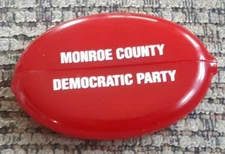 VTG RED Quikoin Coin Purse Advertising MONROE COUNTY DEMOCRATIC PARTY Michigan 