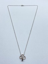 Beautiful Vintage Sterling Silver & Blue Rhinestone Three Leaf Clover Necklace 