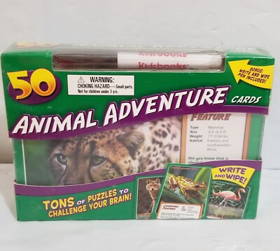 50 CARDS ANIMAL ADVENTURE By Kidsbooks Brand New Sealed Kids Books Write & Wipe