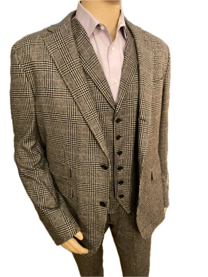 Traje de 3 piezas a cuadros Glen - Estilo Príncipe de Gales / Brooks Brothers / Ajuste regente Foto 2 de 4
