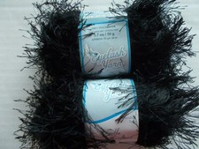 Needle Crafters Eyelash yarn, Black, lot of 2