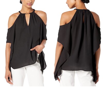 Michael Kors Cold-Shoulder Hank Hem Top Chain Neck XS NWOT