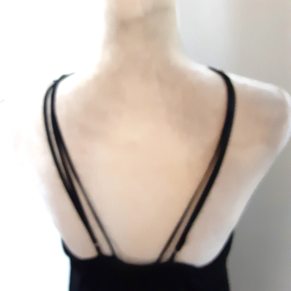 Poleci black dress bling size L jersey spaghetti straps sexy sequins - Image 4 of 4