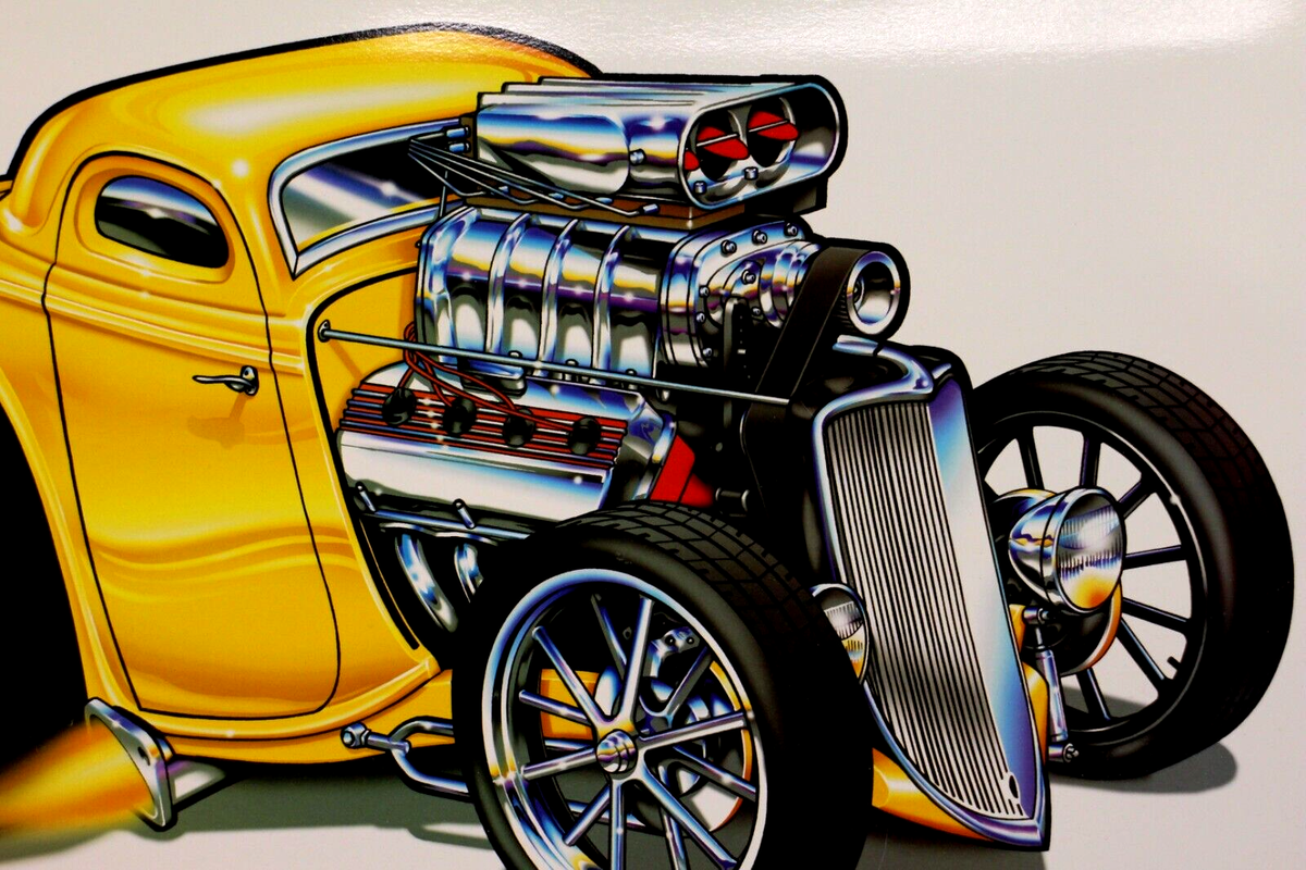 ホットロッド ハーレー カリフォルニア バリス ローライダー ロウブロウアート Classic Hot Rod Ford Cars Muscle Machines Prints Art By Rohan Day