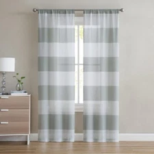 Essential Home Ethan Shimmer Cabana Stripe 84" Window Panel Pair - Teal/White
