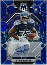 2023 Panini Mosaic Tyjae Spears Blue No Huddle Rookie Auto RC Tennessee Titans