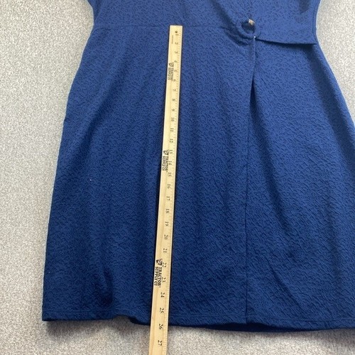 Liz Claiborne Faux Wrap Dress Women XXL Navy Blue Sleeveless Stretchy Office - Picture 8 of 10