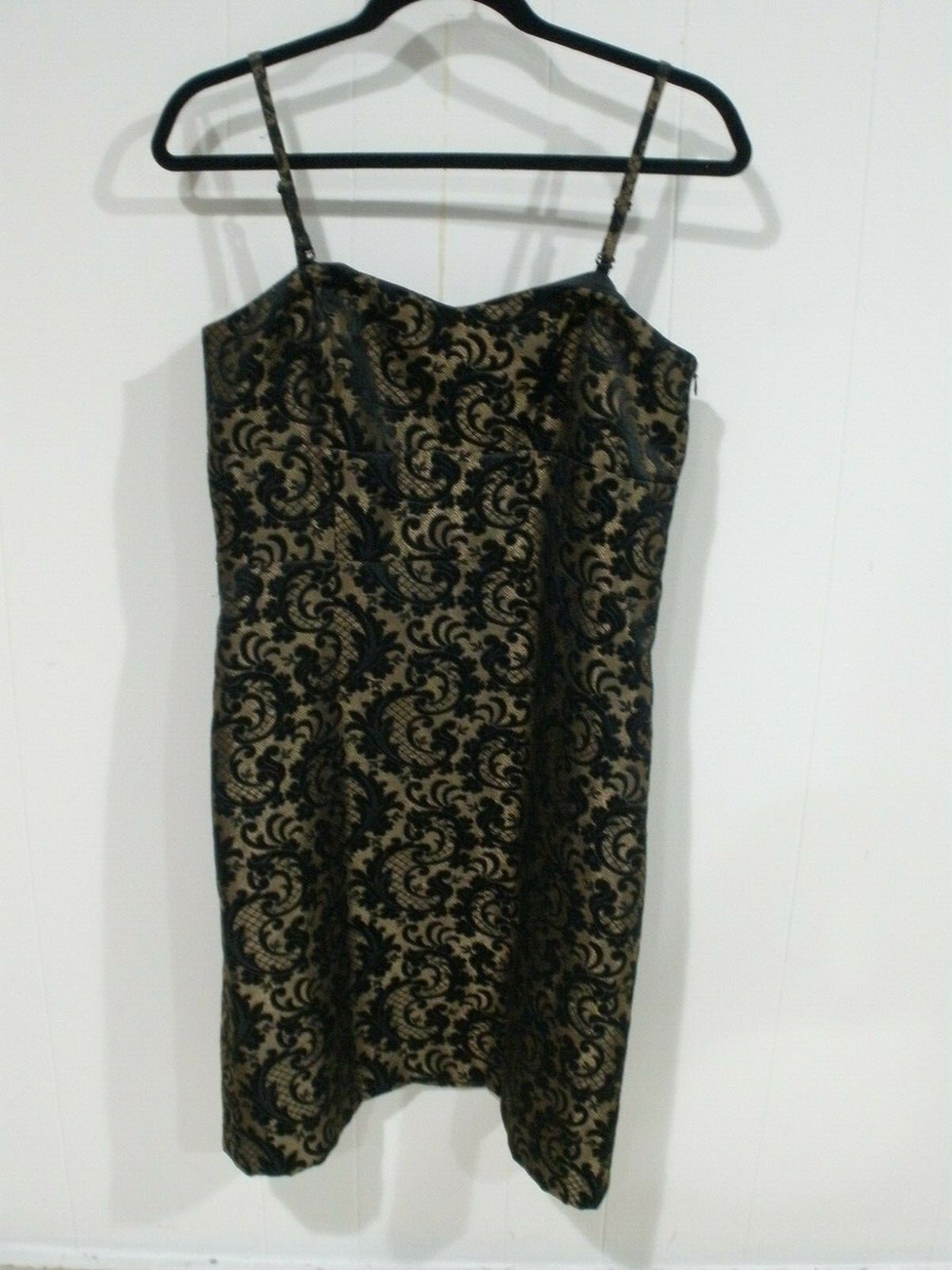 Ann Taylor LOFT Women Black and Gold Cocktail Dress 8