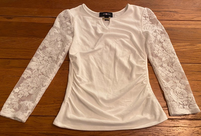 Amy Byer Girls M 7 8 Blouse White Shirt Top Christmas Holiday