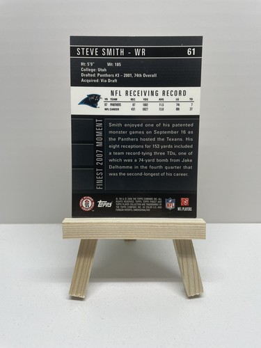 2008 Finest Football Card #61 Steve Smith - Picture 2 of 2