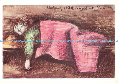 D072086 Henry Moore. Geboren 1898. Schlafendes Kind im Tierheim. Pallas Postkarte 107