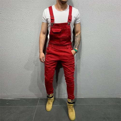 Men Suspender Denim Jeans Dungarees Overalls Romper Jumpsuit Bib Pants Trousers - Picture 20 of 27