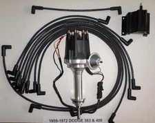 small cap DODGE 1959-72 383 400 BLACK HEI Distributor + Spark Plug Wires + Coil
