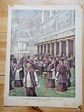 1903-LA DOMENICA DEL CORRIERE-Disegno A.BELTRAME-Conclave (elezione Papa PIO X)+