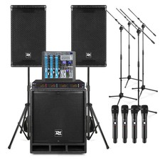 Pa Setup For Live Bands With Pa Mixer And 4x Wireless Microphones - Pd Combo1500