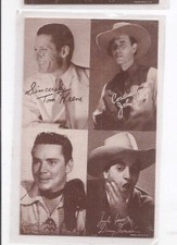 vintage Arcade Card 4 Western movie Stars:Tom Keene, Danny Thomas, etc.