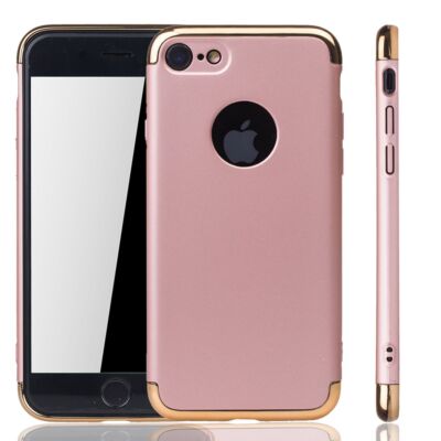 Handy Hülle Schutz Case für Apple iPhone 7 Bumper 3 in 1 Cover Chrom Rose Gold