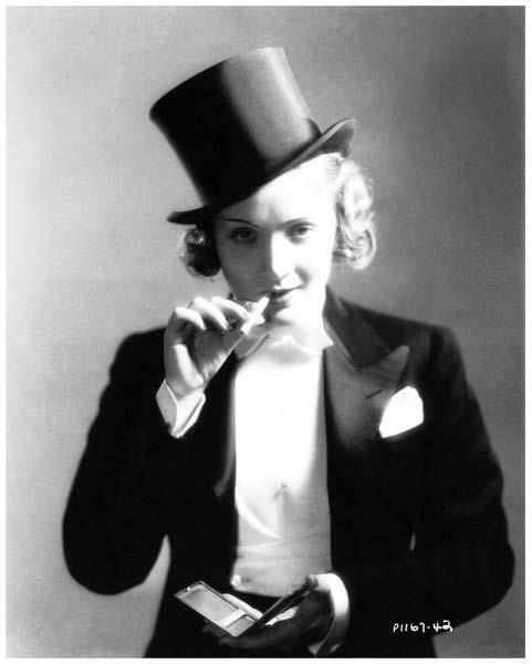 marlene dietrich cigarette holder MARLENE DIETRICH great 8x10 portrait still with cigarette and top hat --  a409
