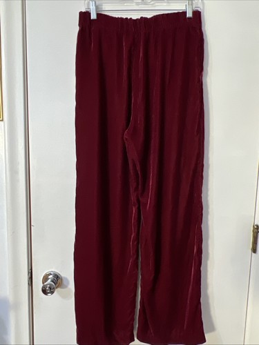 GAP Women Recycled High Rise Wide Leg Velvet Pants Rich Red Size 6 Preppy - Picture 5 of 12