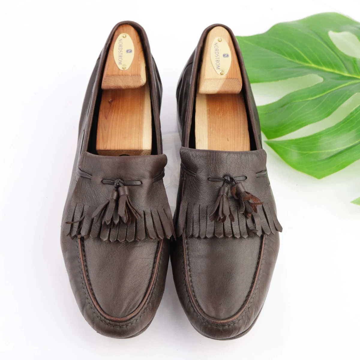 VINTAGE Bruno Magli  Beige Leather Stitching Square Toe Men\'s Loafers 9.5 M Vintage 70 main image 2