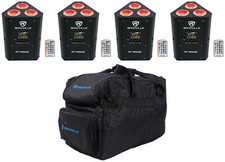  4 Rockville RF WEDGE BLACK RGBWA UV Battery Wireless DMX Up Lights Remotes Bag