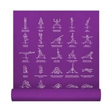 YOGA MAT Thick Exercise with 70 Printed Poses Non Slip Purple By NEWME FITNESS