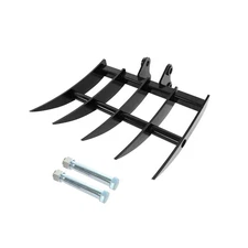 Mini Excavator Attachment Wide Backhoe Rake，3.54" Span, 0.98" Pin Hole