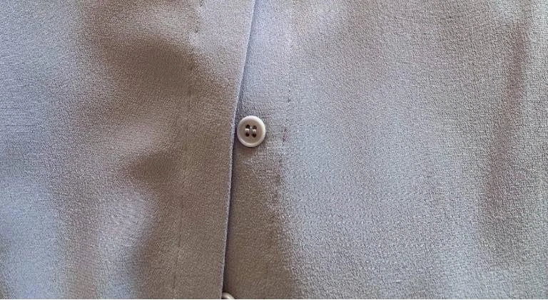 Camicia top in seta viola chiaro VERSACE IT44 UK12 nuovo abito blusa