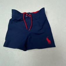 Polo Ralph Lauren Baby Boys Swim Trunks 18M NWOT Navy Blue Red Pony Mesh Lined