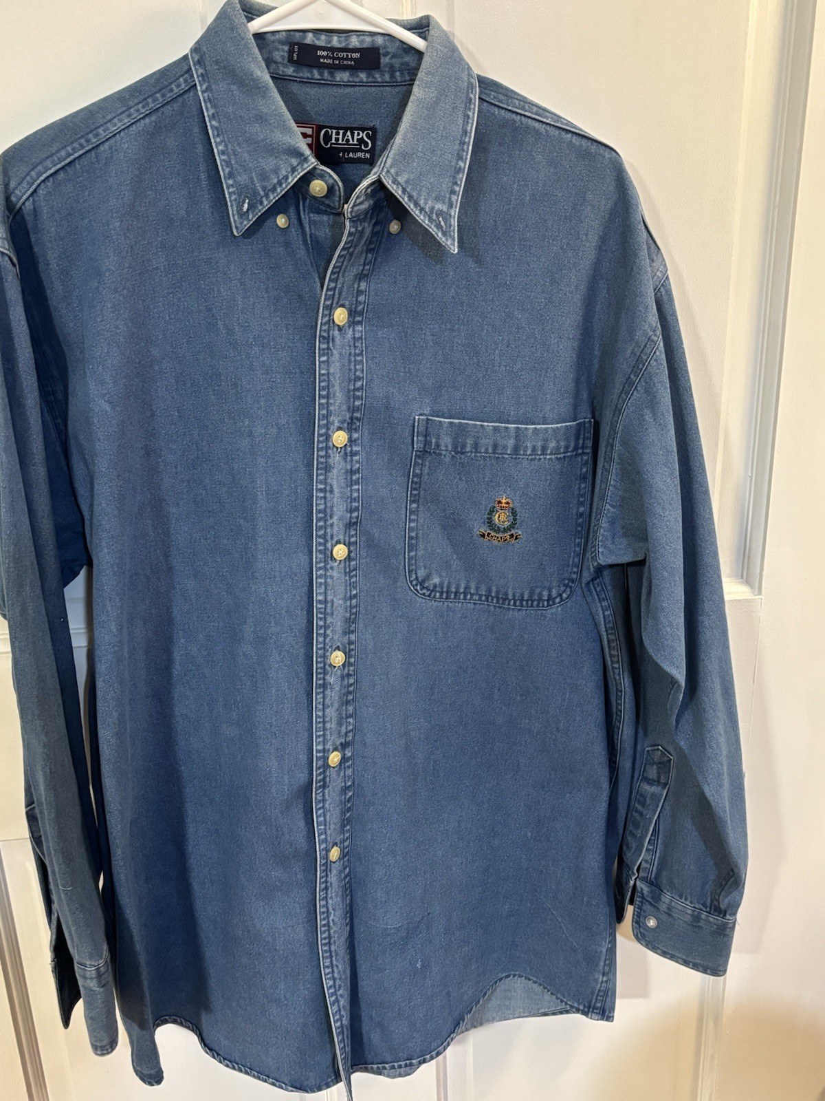 Vintage 90'S Ralph Lauren Chaps long-sleeved button-down denim shirt size M