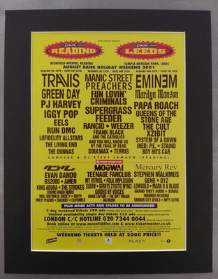 Reading And Leeds Festival 2001 Promo Original Festival Advert Mounted 14x11''