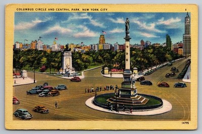 Columbus Circle and Central Park. New York City Postcard