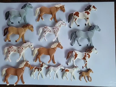 playmobil lot x 14 chevaux mustang  western ranch cowboy cavalerie indien TBE - Photo 1/4