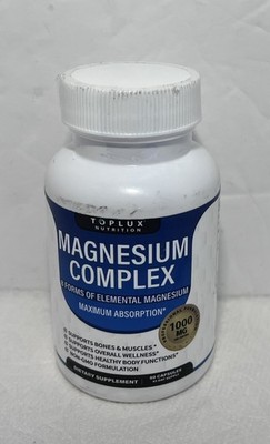 Toplux Magnesium Complex 1000mg-Vitamin Capsules - 90 Count Exp10/28