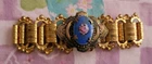 Vintage Floral Cameo Panel Bracelet Gold Tone Filigree Costume Estate Jewelry
