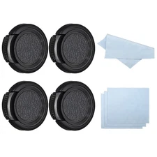 27mm Lens Cap, 4 Pack Sides Pinch Snap Camera Lens Cover for Front Lens, Black