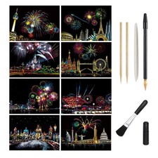 Scratch Art Paper, Rainbow Night View Scratchboard Pads for Adults and Teens,...