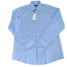 Club Room Mens Dress Shirt M 15 - 15.5 32/33 Regular Fit Solid Light Blue