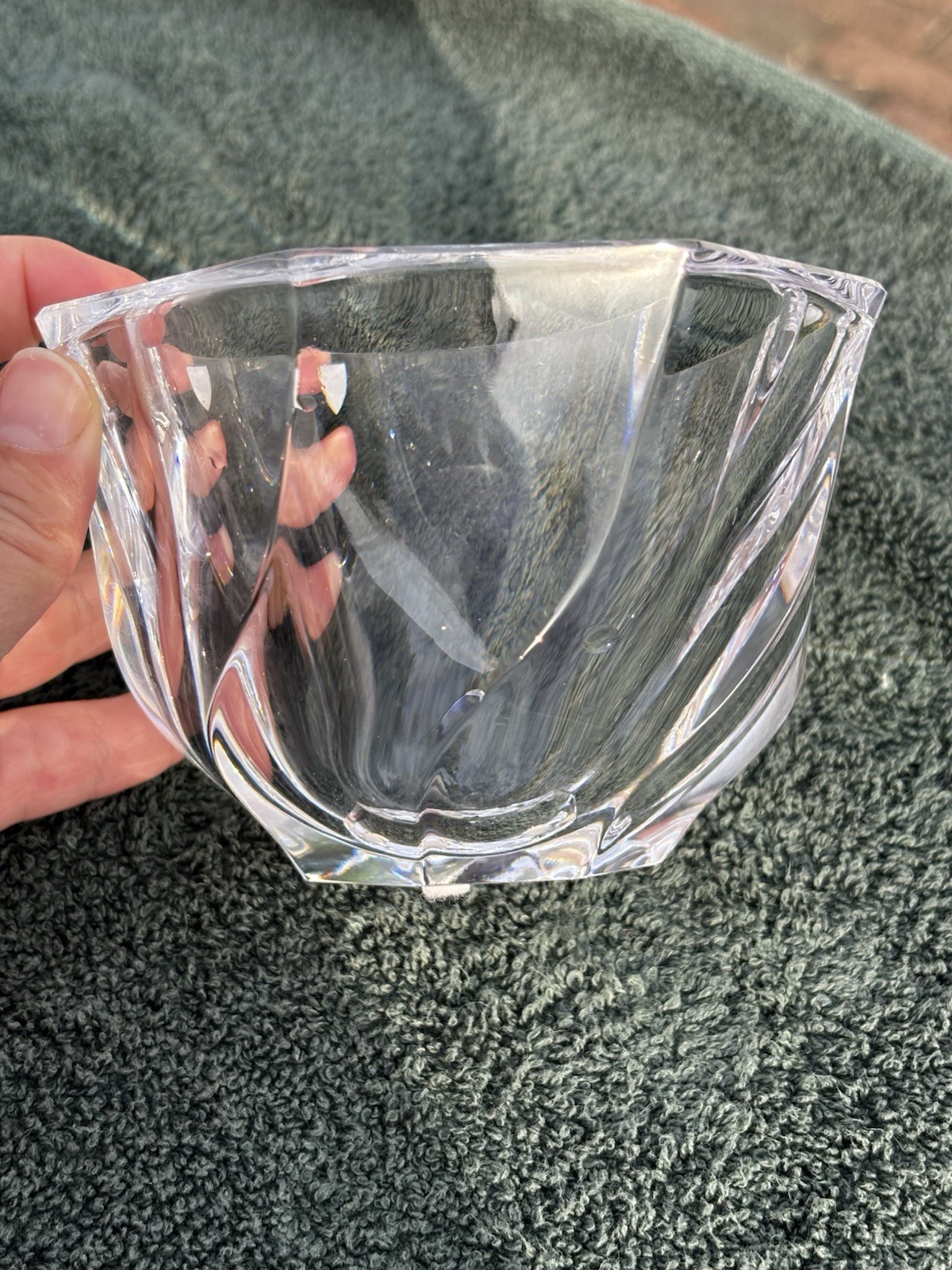 Orrefors Crystal Art Glass Signed Olle Alberius Octagonal Swirl Bowl 4570-12