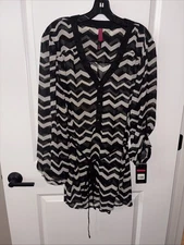 Pure Energy Size 3, 22/24 Black And Tan Belted Blouse New With Tags