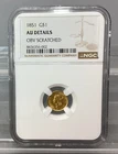 1851 Liberty Head Gold One Dollar Coin - NGC - AU Details - OBV Scratched