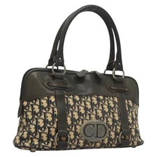 Christian Dior Trotter Canvas Hand Bag Navy Silver Auth sw686