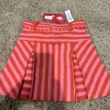 Oilily Girls Red Pink Stripped Yarn Skirt Sz 128