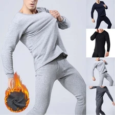 Mens Winter Thermal Underwear Sets 2 Piece Coldproof Long Johns Pajamas