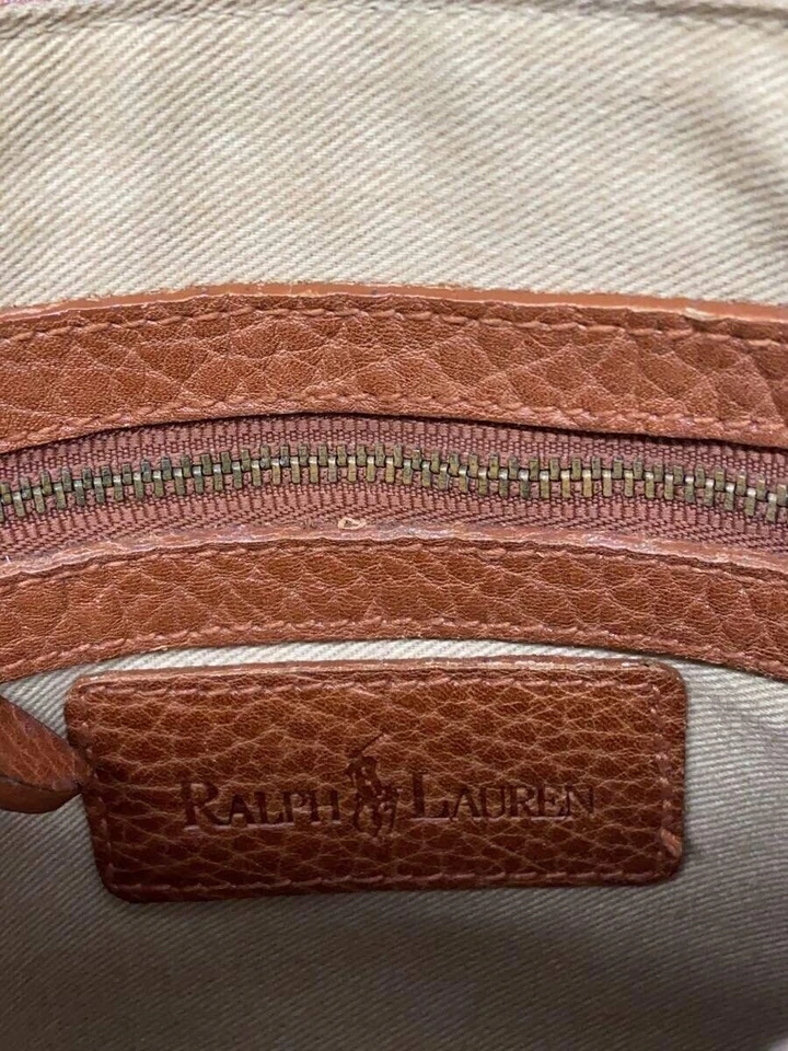Bolso de Hombro Vintage Ralph Lauren Dije Bolsa Cuero Marrón Camel Logo Mujeres Foto 4 de 4