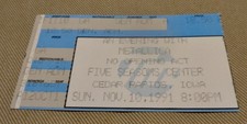 Ancien billet de concert METALLICA 1991 5 saisons centre CR Iowa