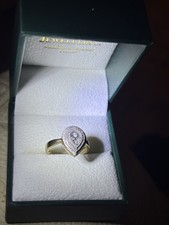 9ct Gold Pear Halo Diamond  Ring Size O Hallmarked