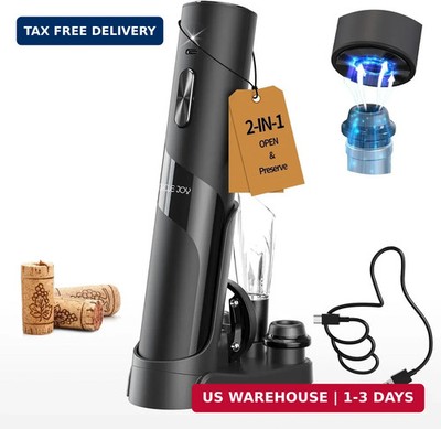 CIRCLE JOY Electric Wine Opener Rechargeable, 7-in-1 Automatic Wine Bottle Opene