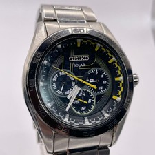SEIKO Solar Chronograph Men's Watch Black Dial Running